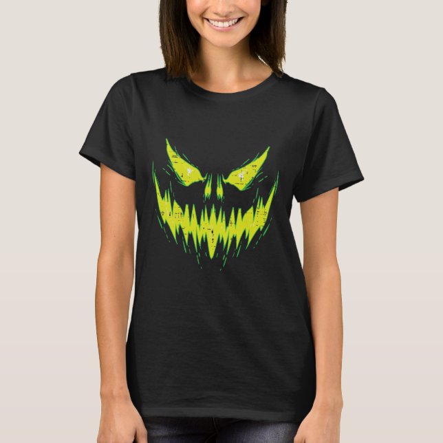 Camiseta Calabaza asustada Jack O Lantern Face Halloween Me (Anverso)