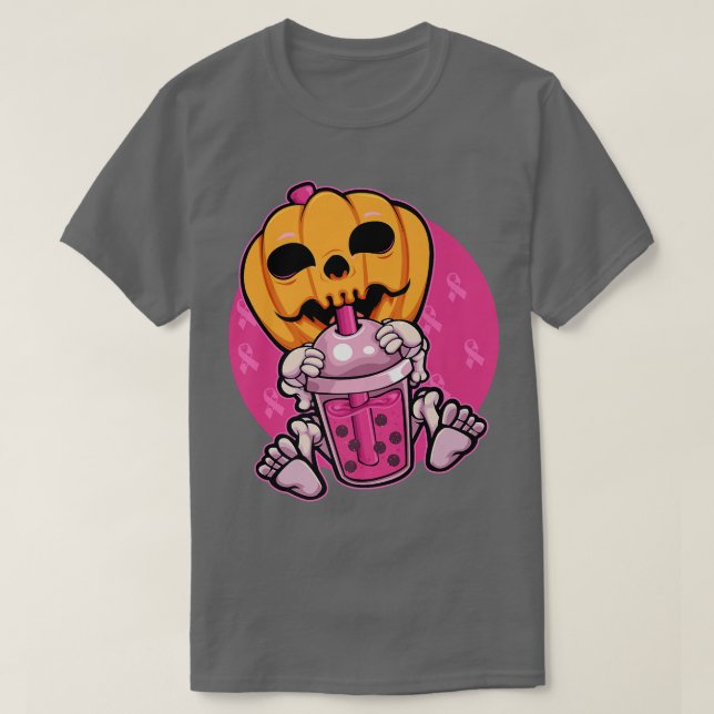 Camiseta Calabaza Beber Boba Conciencia sobre el cáncer de  (Diseño del anverso)