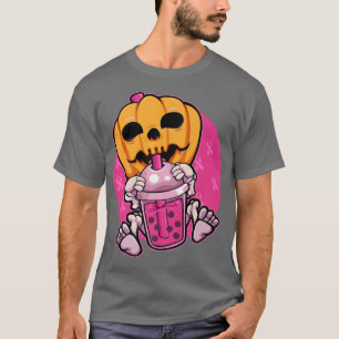 Camiseta Calabaza Beber Boba Conciencia sobre el cáncer de 
