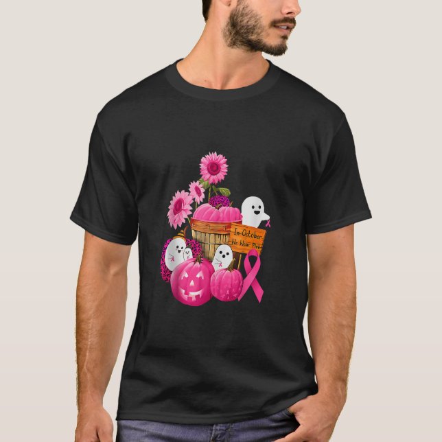 Camiseta Calabaza Boo Fantasma Octubre Usa Cáncer De Mama R (Anverso)