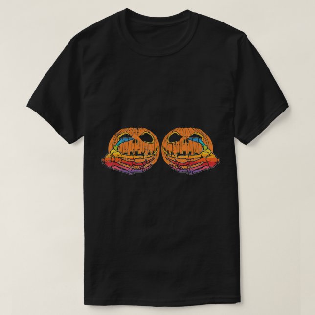 Camiseta Calabaza Bra Costume Funny Hallo de Skeleton LGBT (Diseño del anverso)