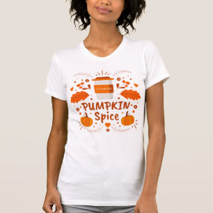 Camiseta Calabaza Café con especias, hojas de otoño