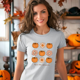 Camiseta Calabaza Caída Retro Nombre Personalizado Flor Gro
