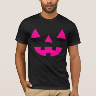Camiseta Calabaza Cara de Jack O Lantern de Halloween Rosa