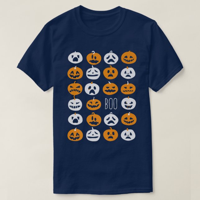 Camiseta Calabaza cara perezosa disfraz de Halloween lindo  (Diseño del anverso)
