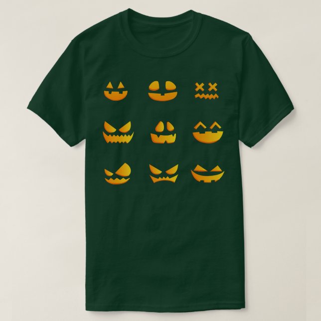Camiseta Calabaza cara perezosa disfraz de Halloween miedo  (Diseño del anverso)