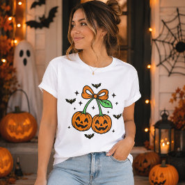 Camiseta Calabaza Cerezas Lazo Murciélagos Gráficos de Hall