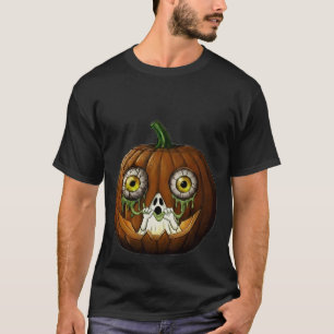 Camiseta Calabaza con Fantasma Lujurioso que Gotea Ojos