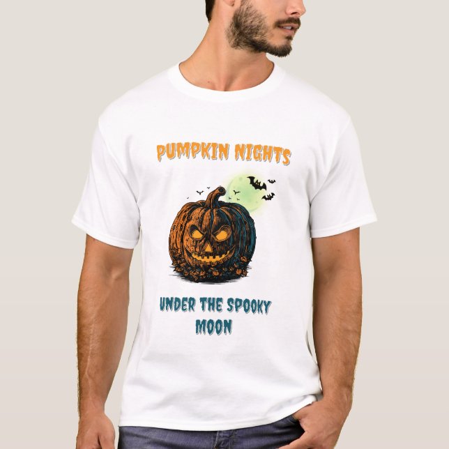 Camiseta Calabaza con luna llena y Halloween (Anverso)