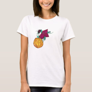 Camiseta Calabaza con mariposa morada