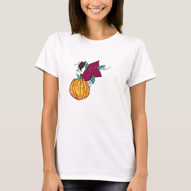 Camiseta Calabaza con mariposa morada (Anverso)