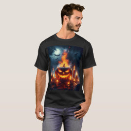 Camiseta calabaza con murciélagos volando alrededor y murci