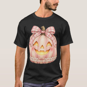 Camiseta Calabaza Coquette Rosa Jack-O-Lantern Halloween Pa