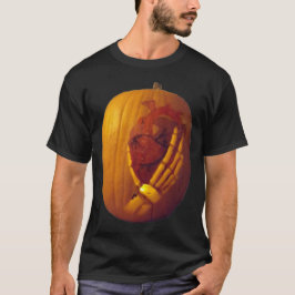 Camiseta Calabaza, corazón en mano de esqueleto