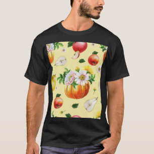 Camiseta Calabaza, crisantemo: ilustracion de fruta otoñal.