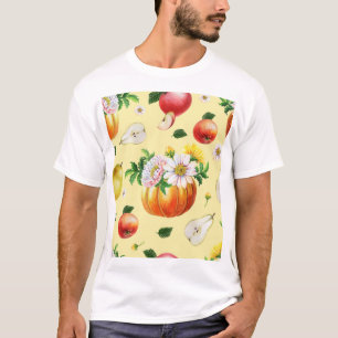 Camiseta Calabaza, crisantemo: ilustracion de fruta otoñal.