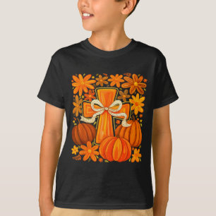 Camiseta Calabaza Cruz Floral Boho Otoño Jesús Cristiano Fe