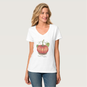 Camiseta Calabaza Cuidada Con Vinas En Acuarela