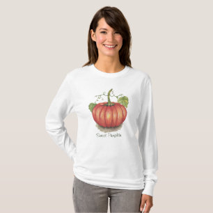 Camiseta Calabaza Cuidada Con Vinas En Acuarela