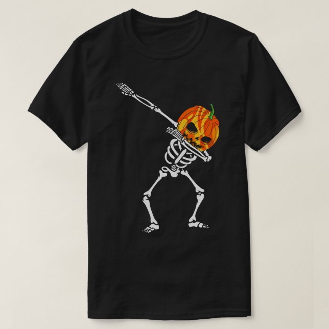 Camiseta Calabaza Dabbing Skeleton (Diseño del anverso)