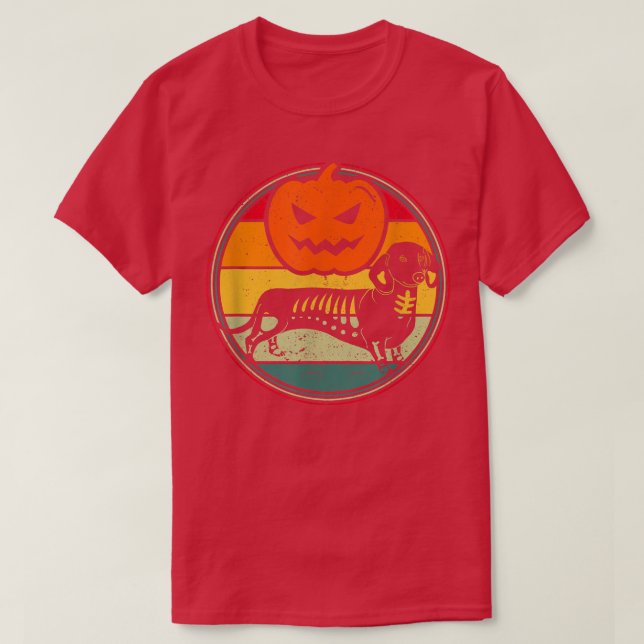 Camiseta Calabaza Dachshund Funny Halloween Jack O Lantern  (Diseño del anverso)