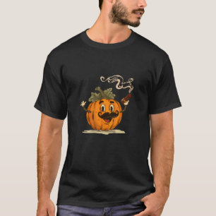 Camiseta Calabaza de barba con bigote genial con fumar puro