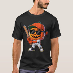 Camiseta Calabaza de béisbol Jack O Lantern Swat Bat Hallo