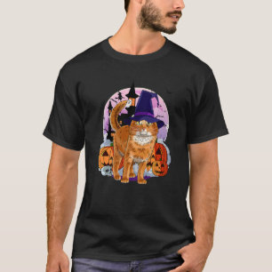 Camiseta Calabaza de bruja de felina somalí de Halloween