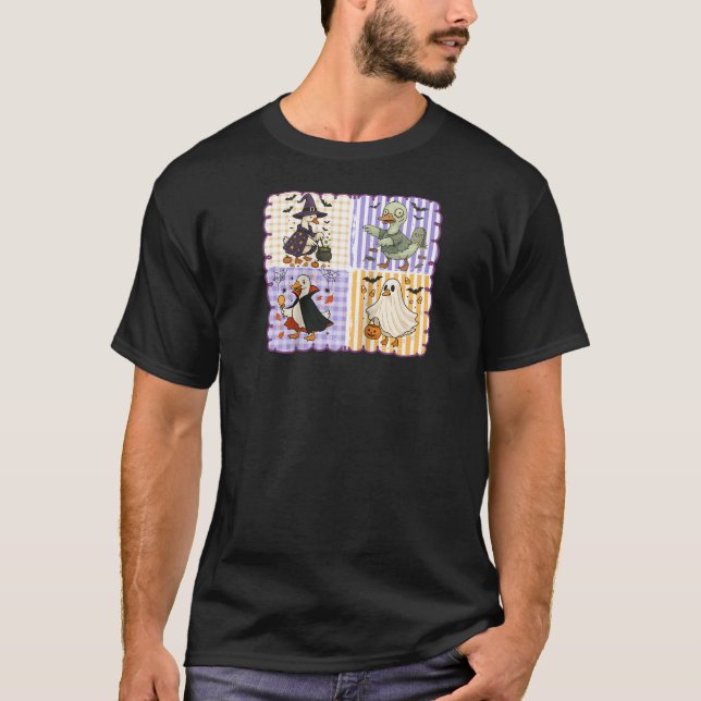 Camiseta Calabaza de bruja fantasma de Halloween con ganso  (Anverso)