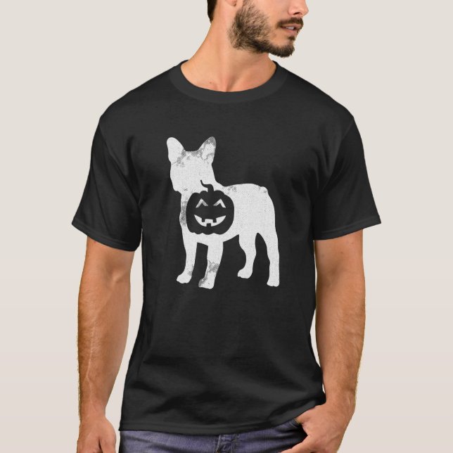Camiseta Calabaza de Bulldog francesa holgazana disfraz de  (Anverso)