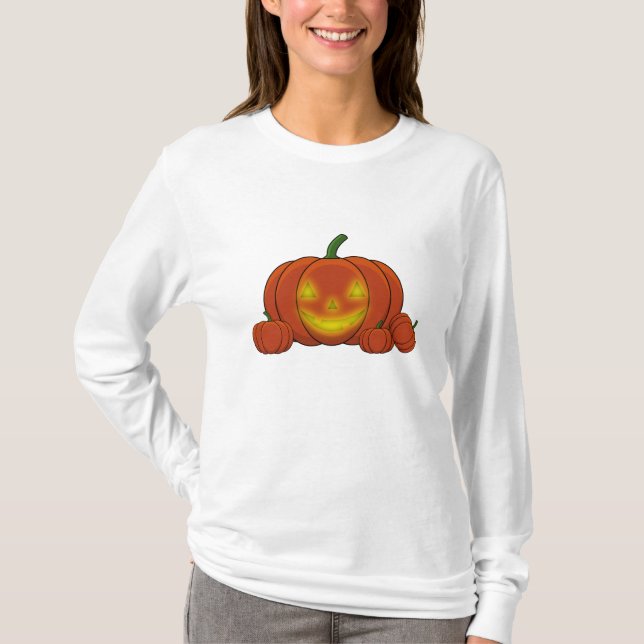Camiseta Calabaza de calabaza brillante de Jack-o'-Lantern (Anverso)