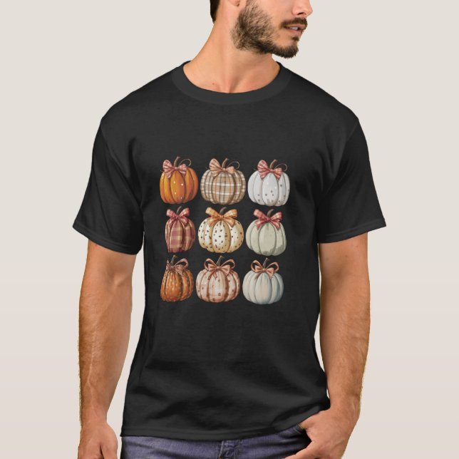 Camiseta Calabaza de calabaza de Coquette Bow Otoño Caída V (Anverso)
