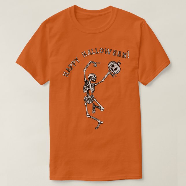 Camiseta Calabaza de calabaza de esqueleto de baile de Hall (Diseño del anverso)