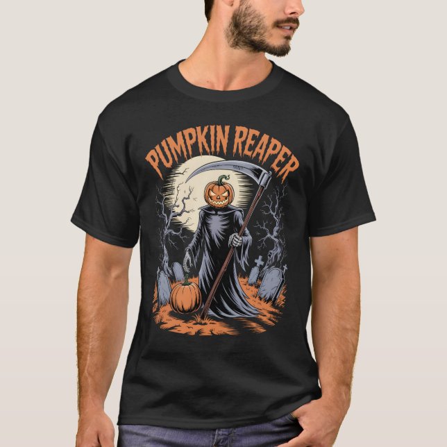 Camiseta Calabaza de Calabaza Reaper Calabaza gótica de Hal (Anverso)
