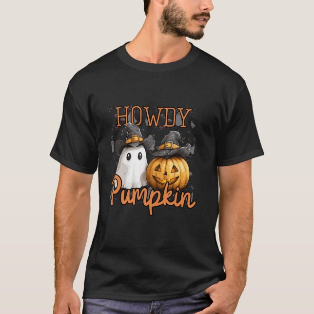 Camiseta Calabaza de Calabaza Retro Howny Cowboys Divertido (Anverso)