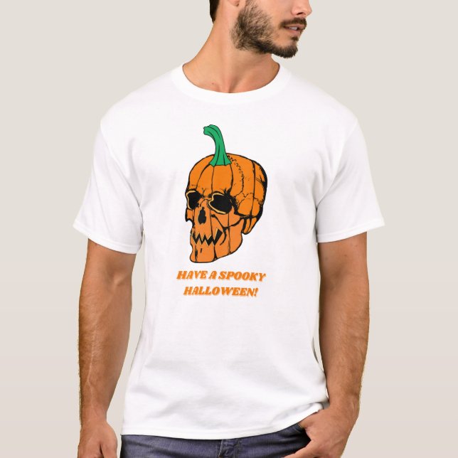 Camiseta Calabaza de calavera escarpada de Halloween (Anverso)