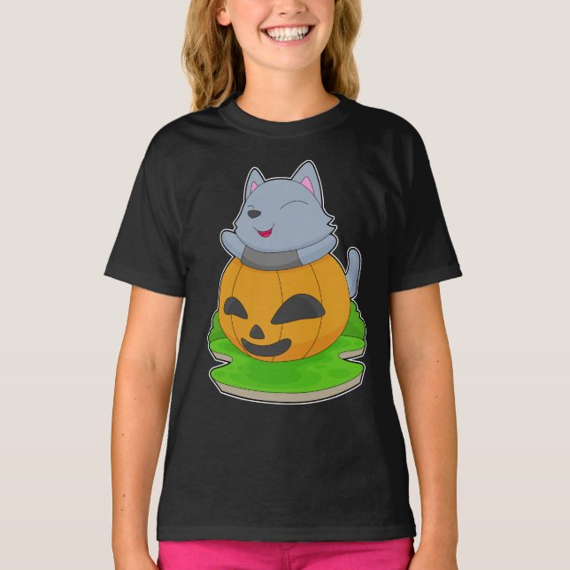 Camiseta Calabaza de Cat Halloween (Anverso)