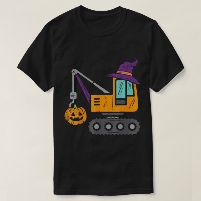 Camiseta Calabaza de Crane Truck de Halloween Vehículo de C (Diseño del anverso)