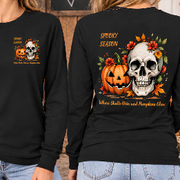Camiseta Calabaza de cráneo personalizada Halloween parte d