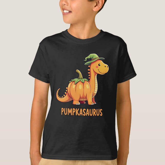 Camiseta Calabaza de dinosaurio lindo Halloween (Anverso)