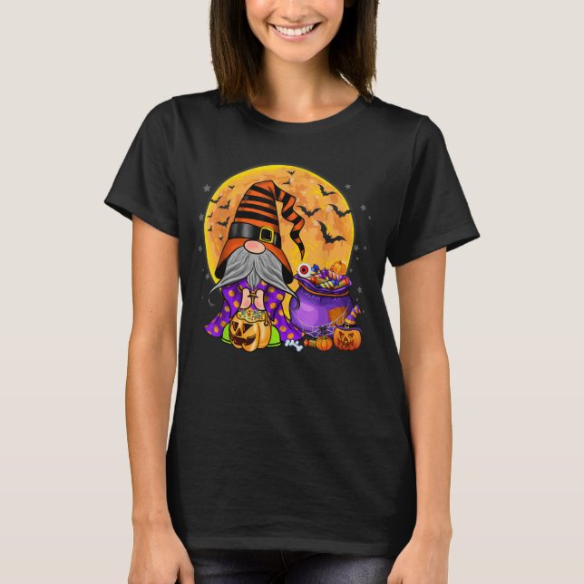 Camiseta Calabaza de disfraces Gnome Witch Halloween (Anverso)
