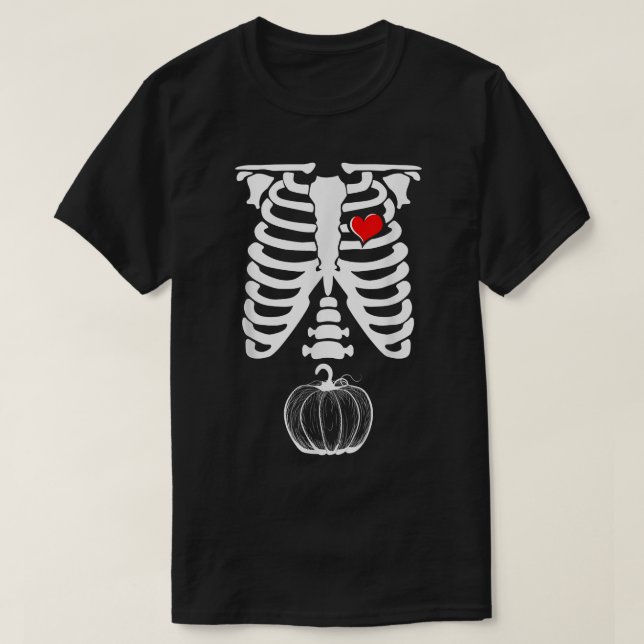 Camiseta Calabaza de embarazo de Skeleton XRay Halloween (Diseño del anverso)