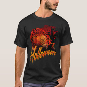 Camiseta Calabaza de esqueleto de Halloween Grinning