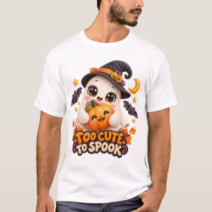 Camiseta Calabaza de fantasma Kawaii demasiado linda para a