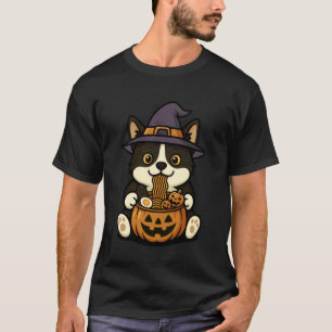 Camiseta Calabaza de Gato de Esmoquin Espeluznante Fideos R