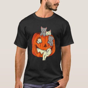 Camiseta Calabaza de gato lindo tallado Jack O Lantern Cat