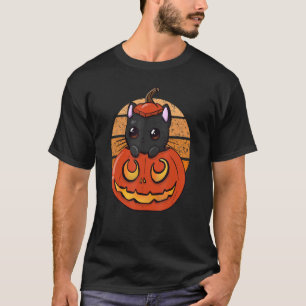 Camiseta Calabaza de gato negro aterrador Jack O Linterna H