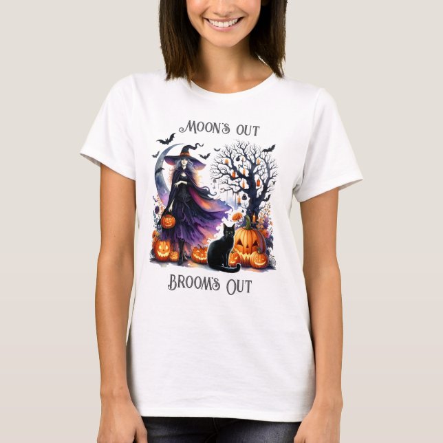 Camiseta Calabaza de gato negro bruja de Halloween (Anverso)