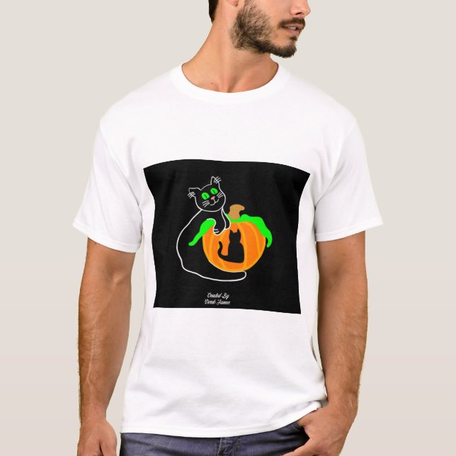 Camiseta Calabaza de gato negro Camisas blancas básicas de  (Anverso)