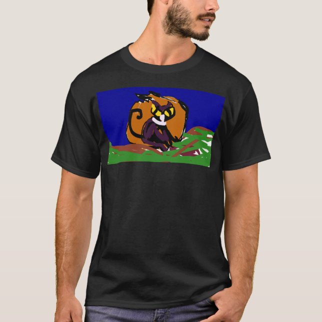 Camiseta Calabaza de gato negro otoño (Anverso)